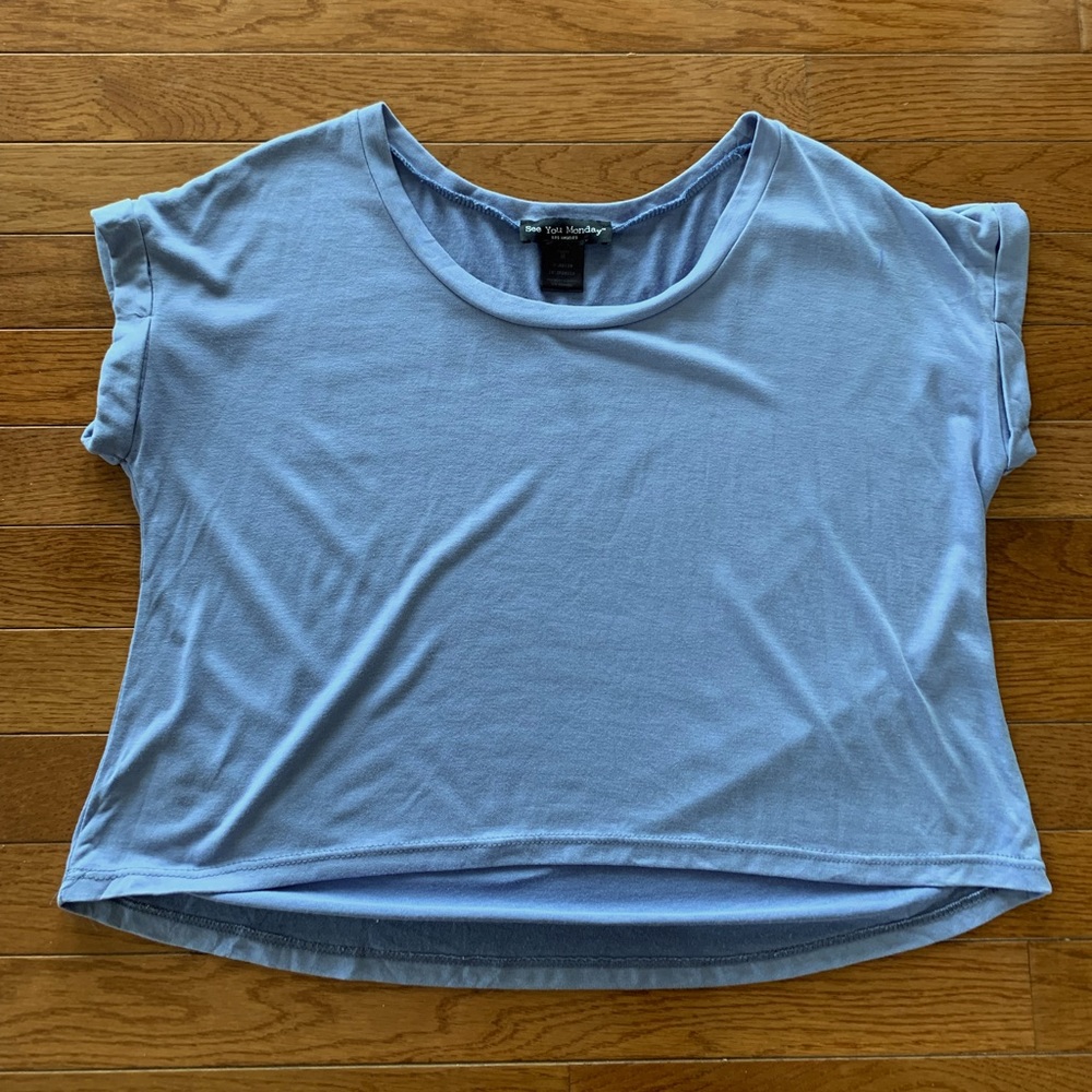 Medium blue See You Monday crop top